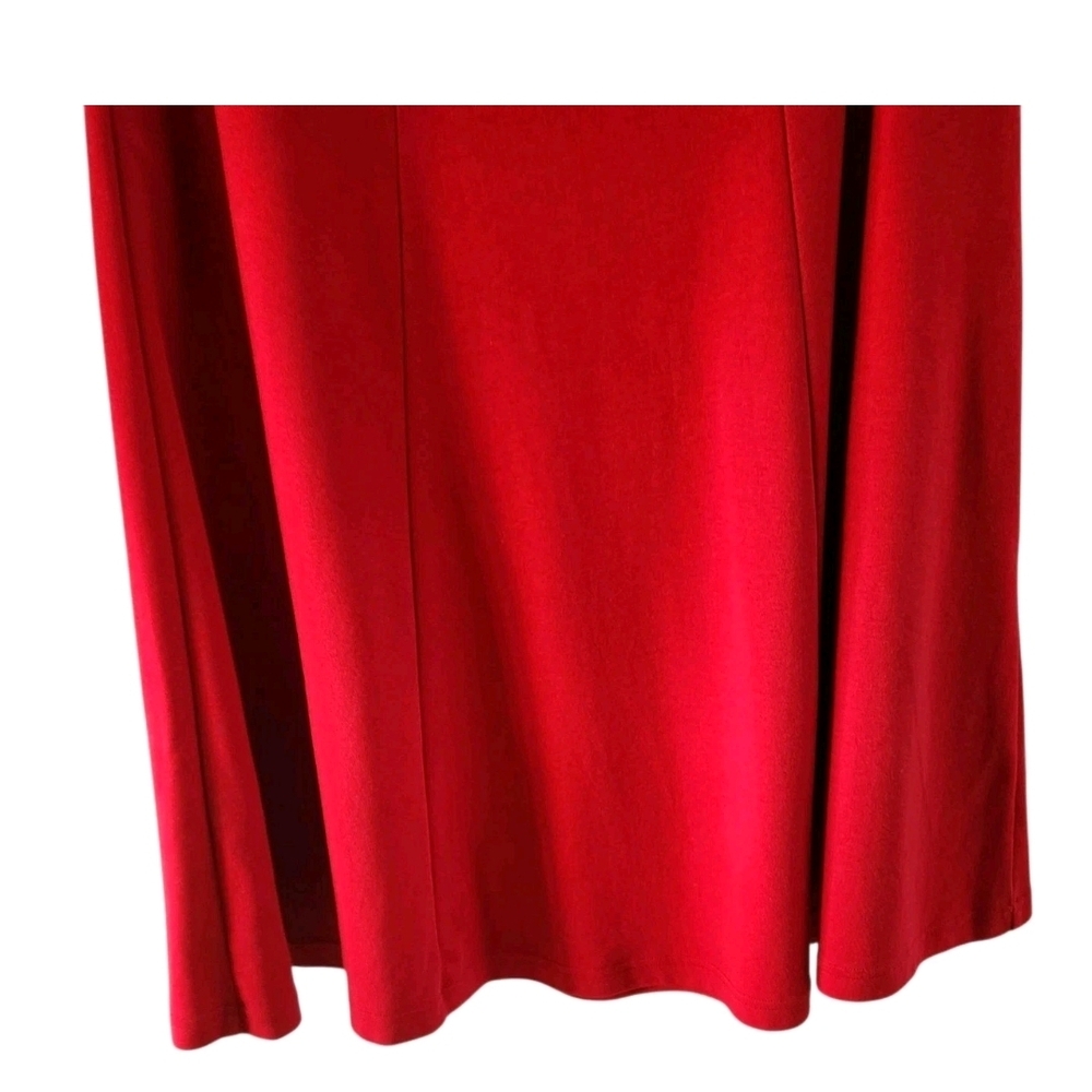 Lands End Red Cotton A Line Skirt Pleated Pull On Pleated Womens Petite S 6 8 - Picture 3 of 8